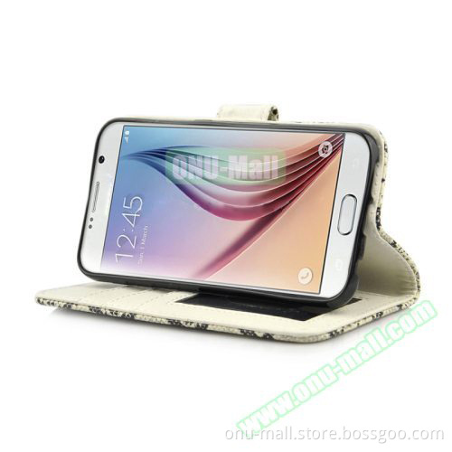 Snake Skin Pattern Flip Leather Case for Samsung Galaxy S6 with Photo Slot